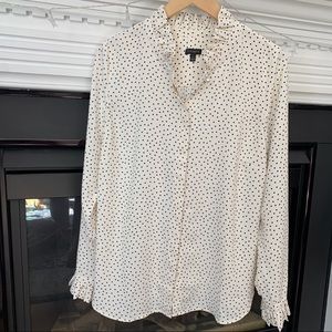 Talbots cream and black polka dot blouse